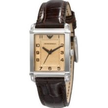 Emporio Armani Women's Brown Croco Leather Watch Champagne Dial Ar0491