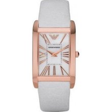 Emporio Ea Ar2047 Ladies Super Slim White Rose Gold Watch