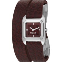 Esprit Gavity Women's Quartz Watch With Red Dial Analogue Display And Red Leather Strap Es105702003