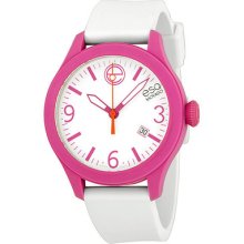 Esq One White Dial Fuchsia And White Silicone Unisex Watch 07301438