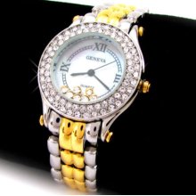 Exclusive 2tone Bracelet Crystal Bezel Women's Watch