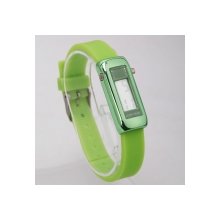 Exquisite Rectangle Digital Display LED Wrist Watch Light Green