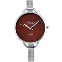 Exquisite Stainless Steel Round Dial Water Resistance Wrist Watch (Red Dial) - Stainless Steel - Red