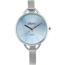 Exquisite Stainless Steel Round Dial Water Resistance Wrist Watch (Blue Dial) - Stainless Steel - Blue