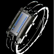 F03455 Metal Fashion Binary Digital Watch Led Waterproof Boys Men's Wristwatches