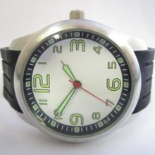 Factory Sample Gents White Dial Rubber Band N.o.s. Watch