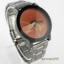 Fashion Couple Style Simple Red Dial Analog Quartz Wrist Watch For Women