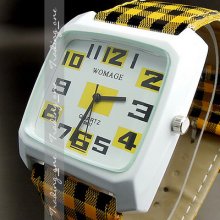 Fashion Cute Quartz Hours Dial Yellow Leather Girl Young Wrist Watch Ah062