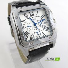 Fashion Formal Men Square Case Blue Hands Date Automatic Mechanical Wrist Watch