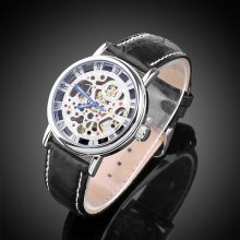 Fashion Men's Skeleton Hollow Mechanical Automatic Nightlight Wrist Watch+box