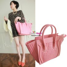 Fashion Women Designer Smile Studded Totes Satchel Purses Shoulder Hand Bags