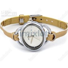 Fashion Women Pu Leather Wristwatch Dial Lady Wrist Watch Alloy + Le