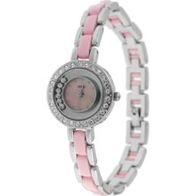 Fashionable Crystal Cirle Waterproof Lady's Wrist Watch (Pink) - Stainless Steel - Pink