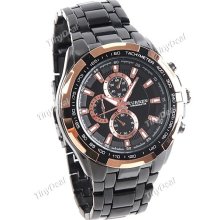 Fashionable Quartz Round Wrist Watch Timepiece w/ Metal Alloy Band for Men