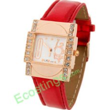 Faux Leather Quartz Watch Wrist Watch for Lady