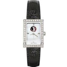 FLORIDA STATE UNIV LADIES ALLURE WATCH BLACK LEATHER STRAP