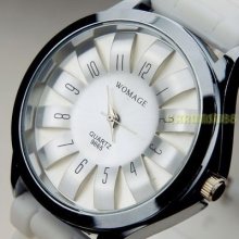 Flower Floral White Silver Silicone Ladies Women Quartz Analog Wrist Watch