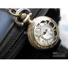 Flower Handmade Retro Quartz Pocket Watches Necklace Watch Classical