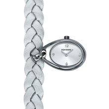 Fontenay Wr1204an Women's Analog Quartz Charm Watch With Silver Back And White Braided Calfskin Strap