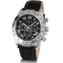 Forzieri Designer Men's Watches, Rivoli - Men's Stainless Steel and Leather Chrono Watch