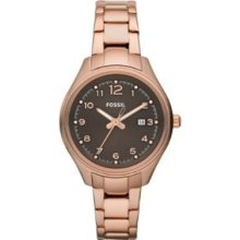 Fossil Am4366 Flight Mini Rose Gold Plated Stainless Steel Ladies Watch