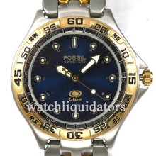 Fossil Blue Men's Two Tone Blue Dial Easy Read 50m Wr Ss Sport Watch