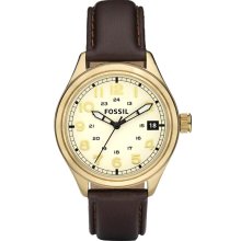 Fossil Classic Leather Watch - Brown with Vintaged Bronze