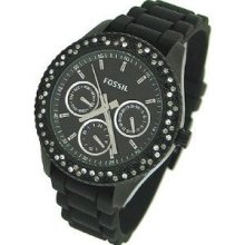 Fossil Es2896 Stella Silicone Watch - Black