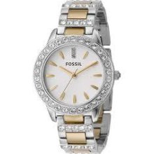 Fossil Fossil Ladies 3-hand Stainless Steel Dual Toned Glitz Watch