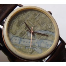 Fossil Men's Bronze Washington DC Map Silhouette Quartz Watch w/ Strap - Metal