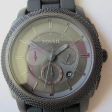 Fossil Men's Watch Chrono Stainless S Rubber Dark Grey Original Japan