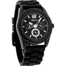 Fossil Relic Men's Black Diver Style Rubber Strap Chronograph Watch, Zr15610