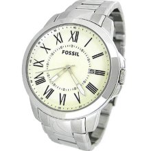 Fossil Silver Bracelet Date 50m Mens Watch Fs4734