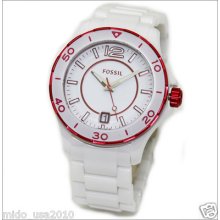 Fossil White Ceramic Watch / White Ceramic Bracelet Ce1051 Tag $225.00