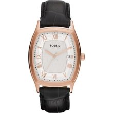 Fossil Women's Ansel FS4739 Black Leather Quartz Watch with White ...