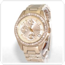 Fossil Womens Chronograph Gold Dial Steel Watch Es2683