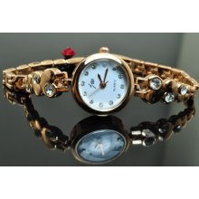 Free Shippingvintage Gorgeous Gold Color Quartz Watch Braceletspw015