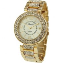 Geneva Platinum 2110 Women's Rhinestones Metal Link Bracelet Watch