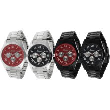 Geneva Platinum Chronograph Link Watch (Silver/Black)