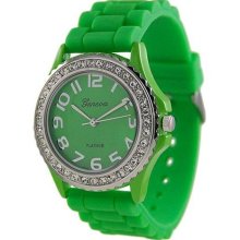 Geneva Platinum Women's 6886.Green Green Rubber Quartz Watch with