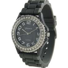 Geneva Platinum Women's 6886.Grey Grey Silicone Quartz Watch with ...