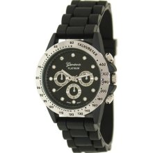 Geneva Platinum Women's 9689.Silver.Black Black Silicone Quartz W ...