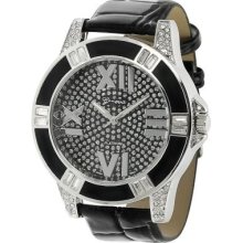 Geneva Platinum Women's Quartz Rhinestone Accent Strap Watch BLACK / BLACK