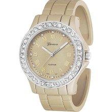 Geneva Platinum Women's Rhinestone Accented Roman Numeral Cuff Watch