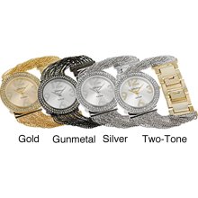 Geneva Platinum Women's Rhinestone-accented Multi-strand Link Watch (Silver)