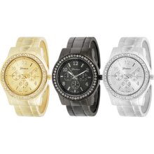 Geneva Womens Decorative Chronograph Cuff Watch Gunmetal