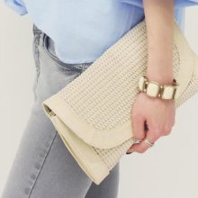 Genuine Leather Flap Clutch