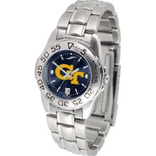 Georgia Tech Yellowjackets Sport Steel Band AnoChrome-Ladies Watch