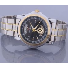 Gift Date Display Case Noble Gearwheel Mens Stainless Steel Mechanical Watch