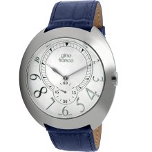 Gino Franco Men's Blue Leather Strap Oversized Watch (Gino Franco Stainless Steel Leather Strap Watch)